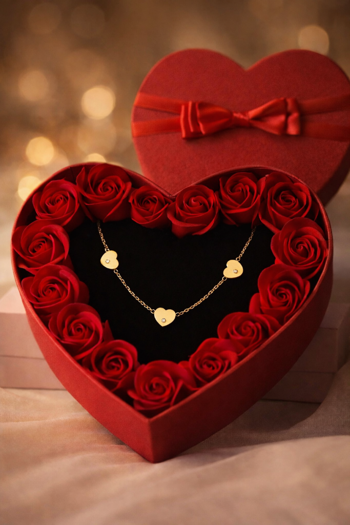 Naszyjnik i kolczyki serce z kryształkami. Walentynki.Prezent